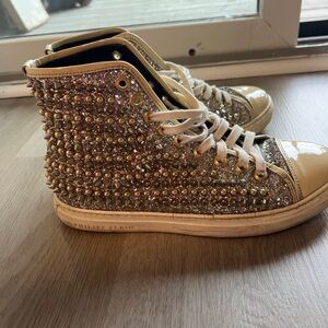 Philipp Plein Gold and Silver Studded Sneakers